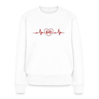 60e anniversaire Coeur 60 - Pull Premium bio Femme - blanc - Devant - Julia (174cm)