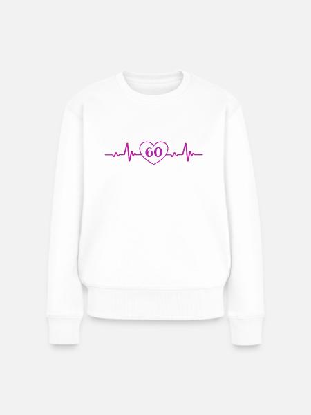 60. Geburtstag Herz 60 - Frauen Premium Bio Pullover - Weiß