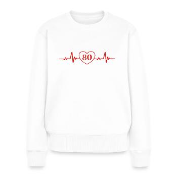 80. Geburtstag Herz 80 - Frauen Premium Bio Pullover - Weiß - Vorne - Julia (174cm)