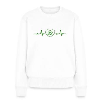 22e anniversaire Coeur 22 - Pull Premium bio Femme - blanc - Devant - Julia (174cm)