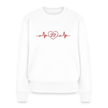 22e anniversaire Coeur 22 - Pull Premium bio Femme - blanc - Devant - Julia (174cm)