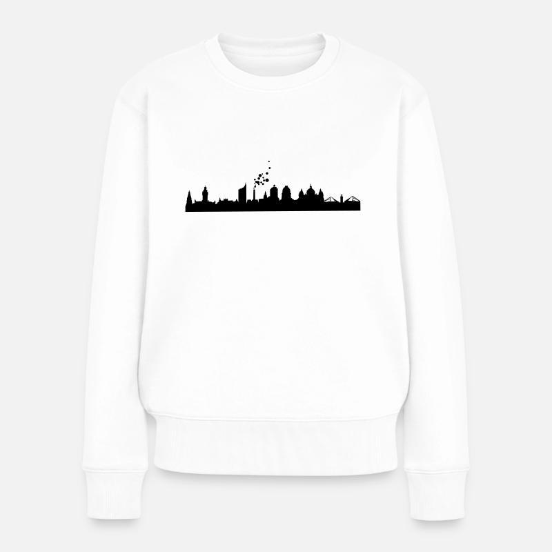 Leipzig Skyline - Frauen Premium Bio Pullover - Weiß