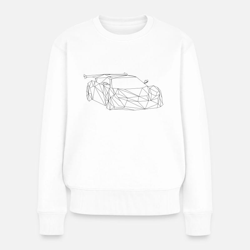 Low Poly Art - Rennauto - Frauen Premium Bio Pullover - Weiß