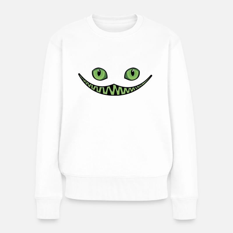 Halloween grinsen - Frauen Premium Bio Pullover - Weiß