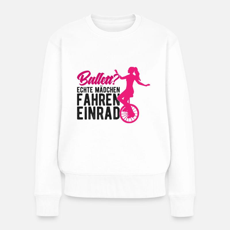 Einrad fahren Spruch Einradfahrerin - Frauen Premium Bio Pullover - Weiß