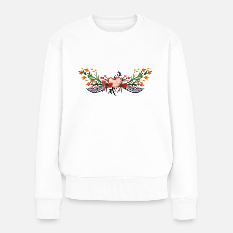 Blumen - Frauen Premium Bio Pullover - Weiß