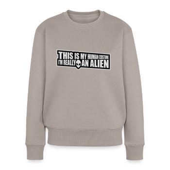 Citation extraterrestre de costume humain - Pull Premium bio Femme - taupe - Devant - Julia (174cm)