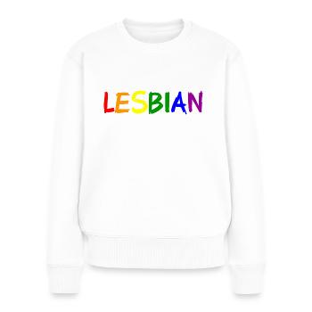 Lesbain - Rainbow Colors - Gay Pride - lebisch - Frauen Premium Bio Pullover - Weiß - Vorne - Julia (174cm)