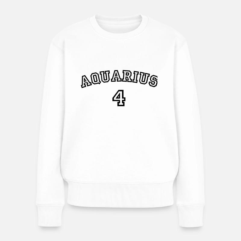 Zodiac Line "Trikot-Style" - Aquarius - Frauen Premium Bio Pullover - Weiß
