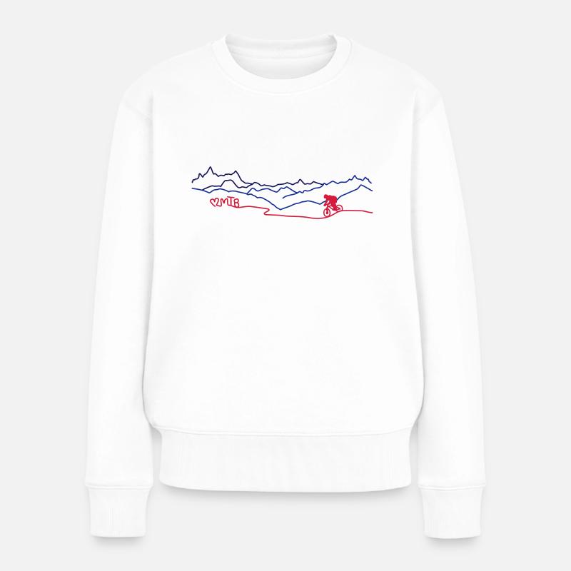 MTB Fahrrad in Bergen - Frauen Premium Bio Pullover - Weiß