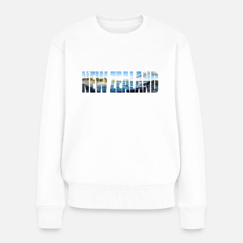 Idée cadeau de la Nouvelle-Zélande Backpacker Work & Travel - Pull Premium bio Femme - blanc