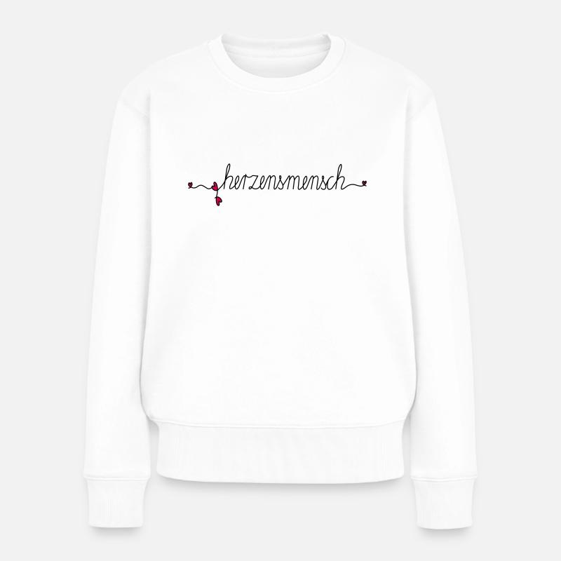 herzensmensch - Frauen Premium Bio Pullover - Weiß