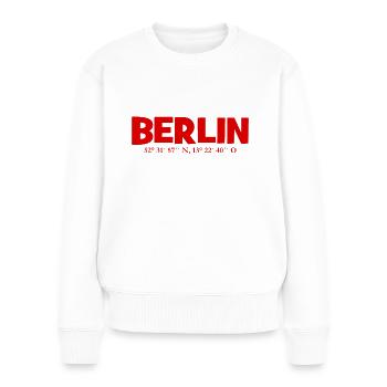 Berlin coordinates - Latitude - Longitude - Women's Premium Organic Jumper - white - Front - Julia (174cm)