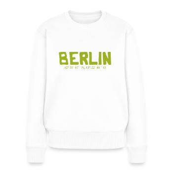 Berlin coordinates - Latitude - Longitude - Women's Premium Organic Jumper - white - Front - Julia (174cm)