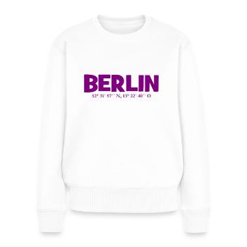 Berlin coordinates - Latitude - Longitude - Women's Premium Organic Jumper - white - Front - Julia (174cm)