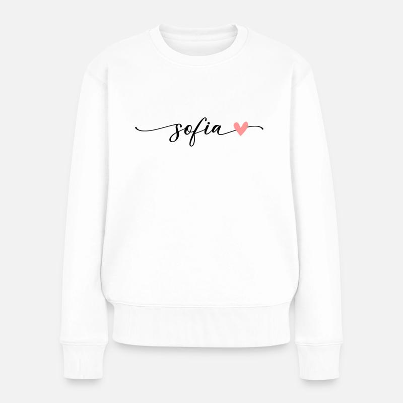 Sofia nom calligraphie police - Pull Premium bio Femme - blanc