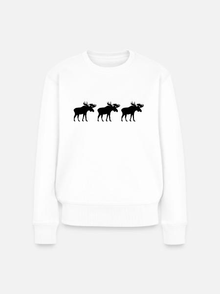 Elch - Frauen Premium Bio Pullover - Weiß