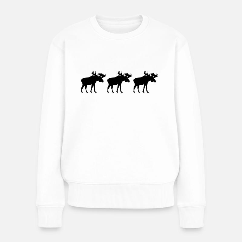 Elch - Frauen Premium Bio Pullover - Weiß