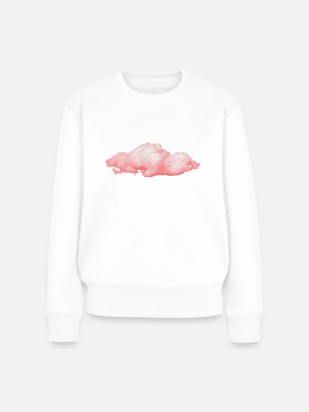 rosige flauschige Wolke - Frauen Premium Bio Pullover - Weiß