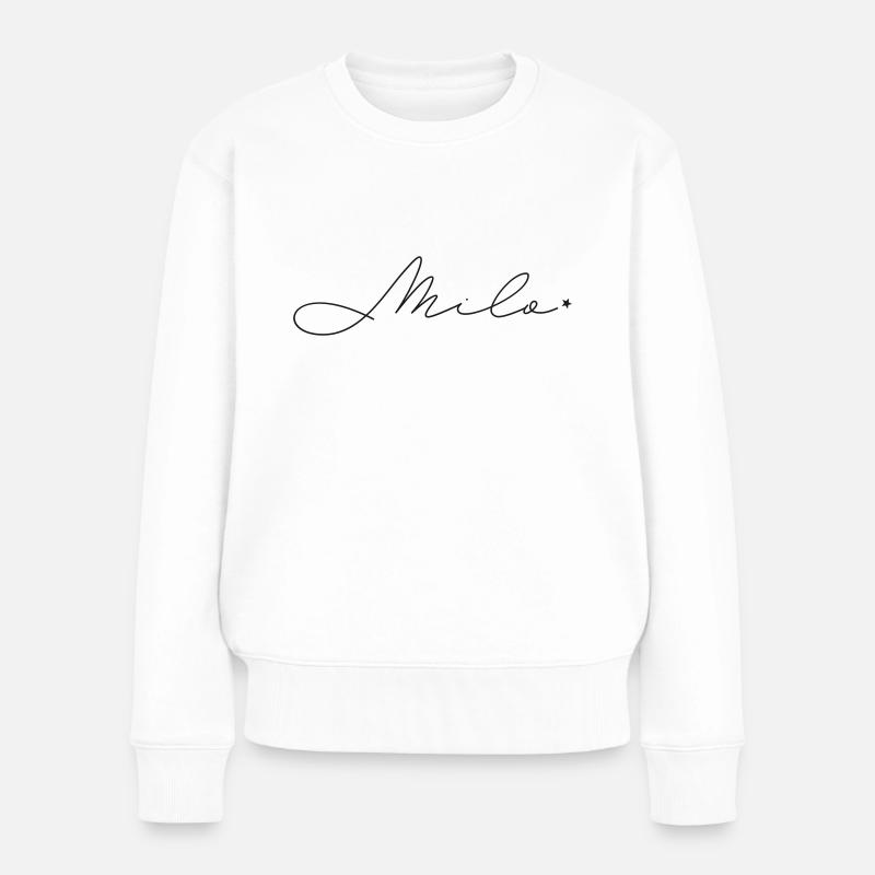 Prénom Milo - Pull Premium bio Femme - blanc
