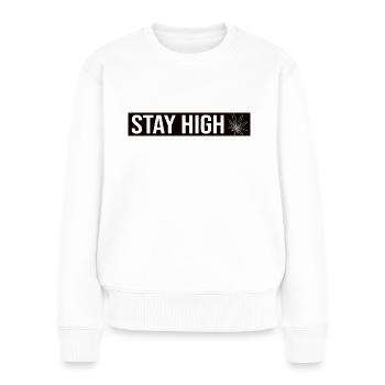 Stay High Leaf - Frauen Premium Bio Pullover - Weiß - Vorne - Julia (174cm)