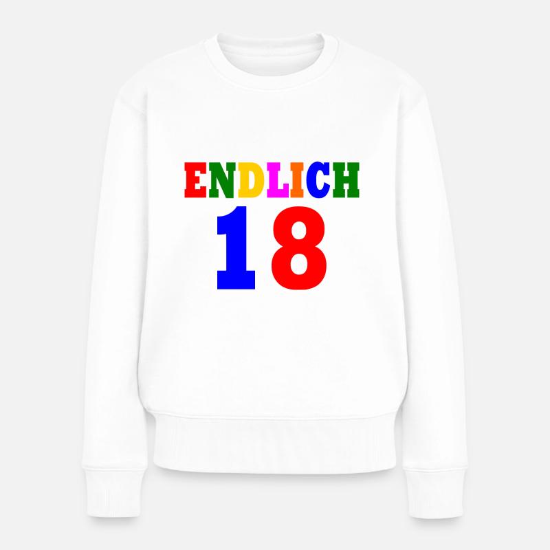Endlich 18 - Frauen Premium Bio Pullover - Weiß