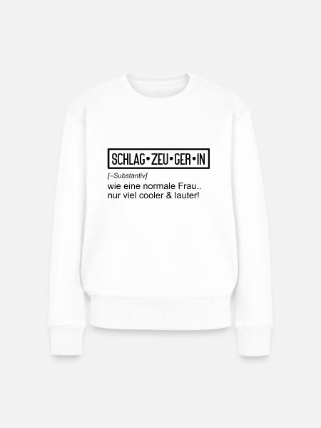 schlagzeugerin tshirt cooler und lauter - Frauen Premium Bio Pullover - Weiß