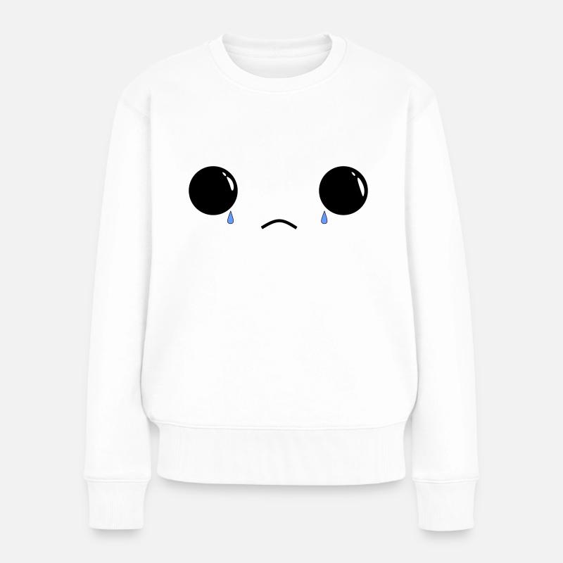 Cute sad face - Frauen Premium Bio Pullover - Weiß