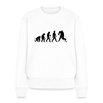 hockey evolution - Frauen Premium Bio Pullover - Weiß - Vorne - Julia (174cm)