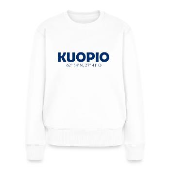 Kuopio - Finland - Coordinates Longitude Latitude - Frauen Premium Bio Pullover - Weiß - Vorne - Julia (174cm)