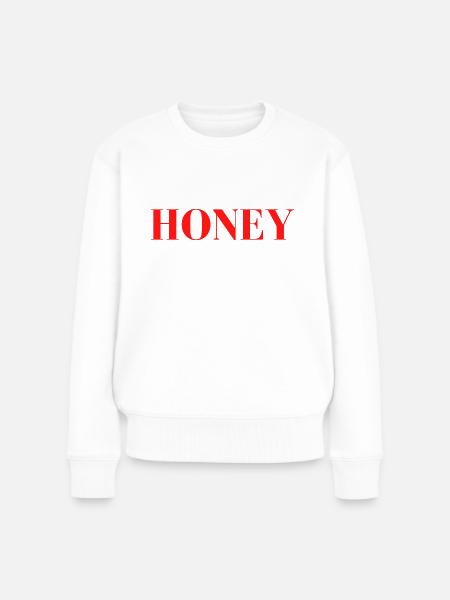 Honey Print - Frauen Premium Bio Pullover - Weiß