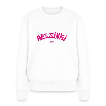 Helsinki - Finnland - Finland - Suomi - Slogan - Frauen Premium Bio Pullover - Weiß - Vorne - Julia (174cm)