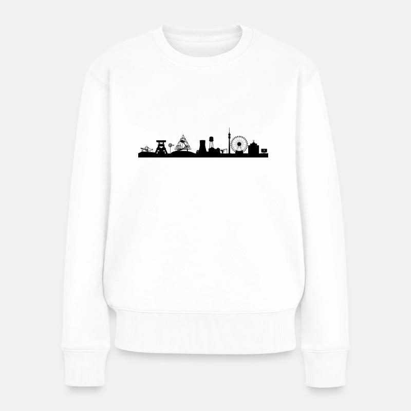 Skyline Auf Kohle geboren - Frauen Premium Bio Pullover - Weiß