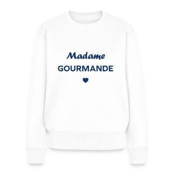 Madame Gourmande - Pull Premium bio Femme - blanc - Devant - Julia (174cm)