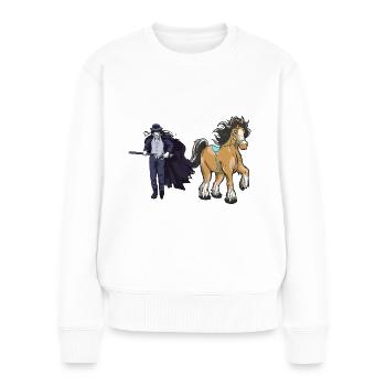 Märchenfigur Märchen Schwertkämpfer Pferd Ross - Frauen Premium Bio Pullover - Weiß - Vorne - Julia (174cm)