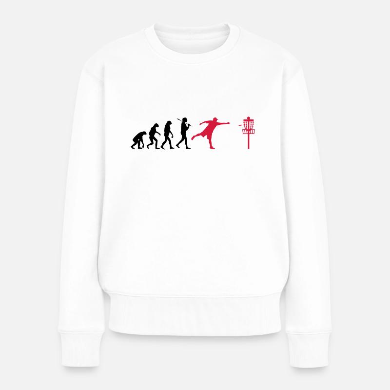Disc Golf Evolution Ultimate Frisbee Lustig Sport - Frauen Premium Bio Pullover - Weiß