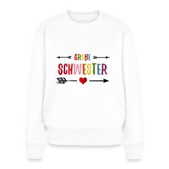 Große Schwester Geschwister Schwesterliebe - Frauen Premium Bio Pullover - Weiß - Vorne - Julia (174cm)