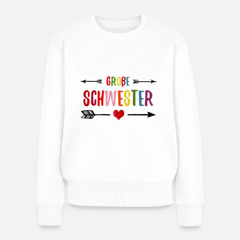 Große Schwester Geschwister Schwesterliebe - Frauen Premium Bio Pullover - Weiß