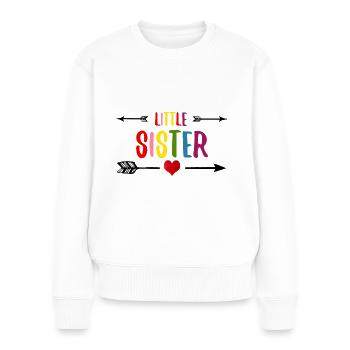 Petite soeur soeur soeur amour - Pull Premium bio Femme - blanc - Devant - Julia (174cm)