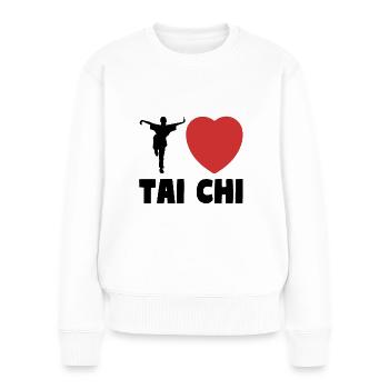 I LOVE TAI CHI Devise des arts martiaux - Pull Premium bio Femme - blanc - Devant - Julia (174cm)