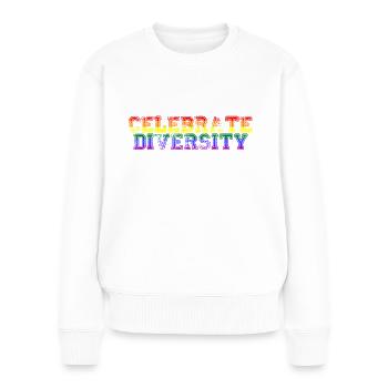 Celebrate Diversity LGBTQ Pride Flag - Women's Premium Organic Jumper - white - Front - Julia (174cm)