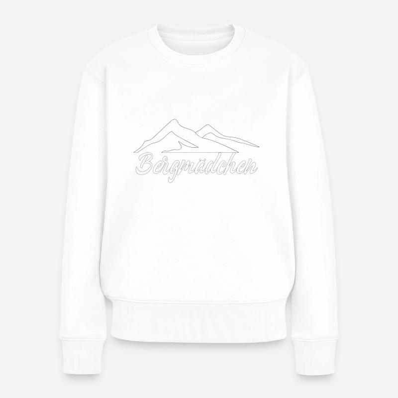 Damen Bergmädchen Wandern Geschenk Wandershirt - Frauen Premium Bio Pullover - Weiß
