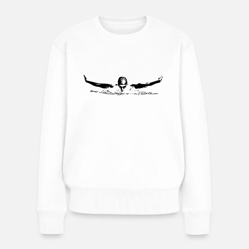 Schwimmen - Frauen Premium Bio Pullover - Weiß