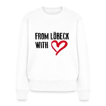 DE LÜBECK WITH LOVE Lübeck Amour - Pull Premium bio Femme - blanc - Devant - Julia (174cm)