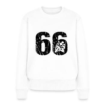 Moto 66 Motocycliste Moto - Pull Premium bio Femme - blanc - Devant - Julia (174cm)