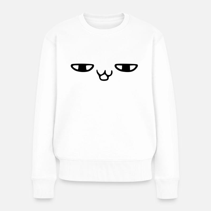 kawaii_face_17 - Frauen Premium Bio Pullover - Weiß