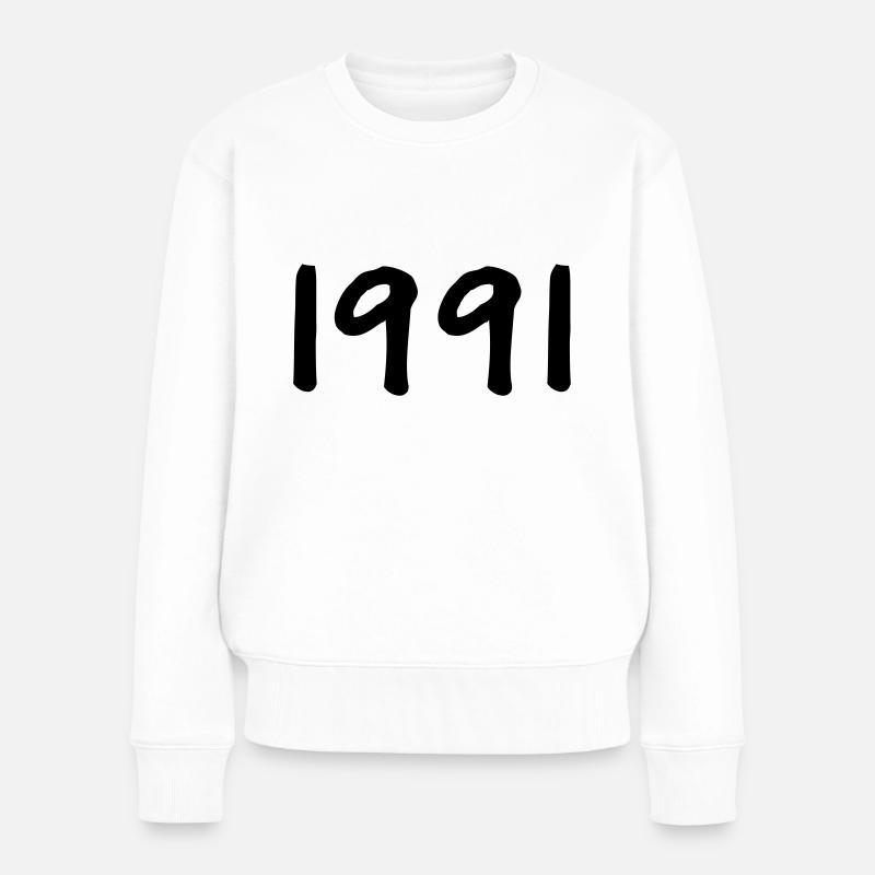 Geburtsjahr 1991 Geschenkidee - Frauen Premium Bio Pullover - Weiß