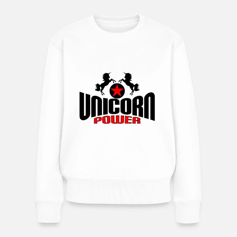 Einhorn Power - Frauen Premium Bio Pullover - Weiß