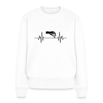 Schach Schachfiguren Schachspieler Herzschlag - Frauen Premium Bio Pullover - Weiß - Vorne - Julia (174cm)