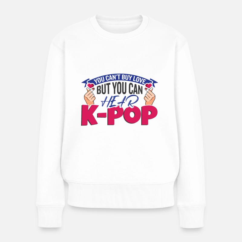 Écoutez la K-Pop - Pull Premium bio Femme - blanc